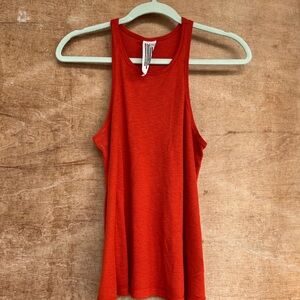 Free People Orange Fitted Racerback Tank Top